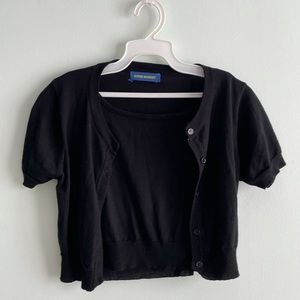 Black Cropped Cardigan Set